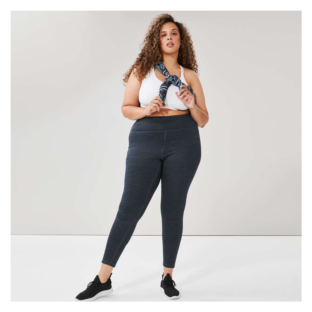 Women Fleece Active Legging in Navy Mix from Joe Fresh